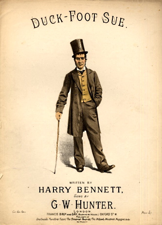 Song folio for the song 'Duck-Foot Sue' written by the American Harry Bennett, but here printed by Francis Brother and Day (later to become Francis, Day & Hunter) of London.